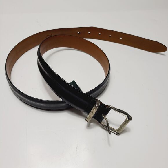 Cole Haan Belt Black Brown Men's Size 36/90 Genuine Leather Brass Buckle 1-1/4" - Picture 1 of 10